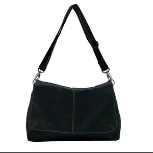 Tommy Hilfiger Vintage Cross Body Black Suade Messenger Bag